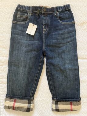 🆕 BURBERRY Children PIERRE CLASSIC CHECK Fold Up Bottoms Boys’ Jeans Size 3Y 💙